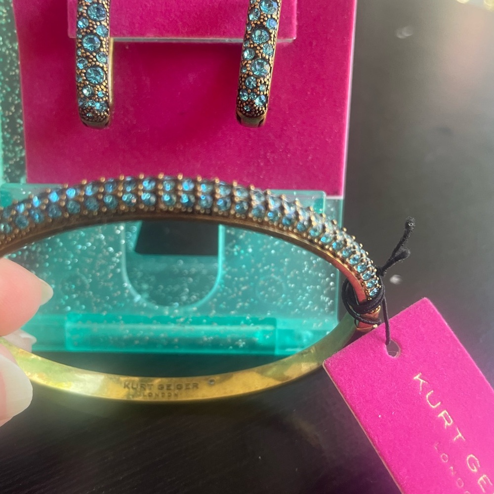 Kurt Geiger Bracelet and Earrings in Turquoise Set